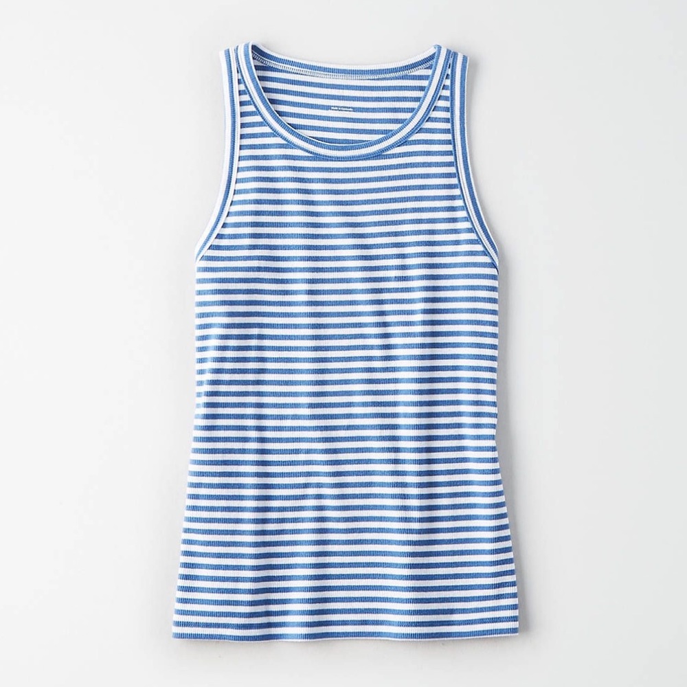 AE Blue Striped High Neck Tank